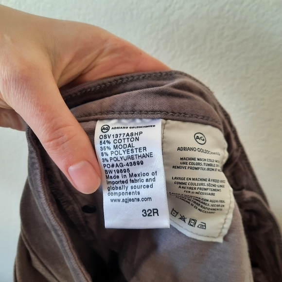 Anthropologie Adriano Goldschmied Taupe Velvet The Stevie Ankle Pants 32R - Picture 6 of 8